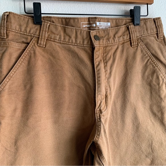 Carhartt Mens Relaxed Fit Utility Work Canvas Pants in Brown - Picture 2 of 12
